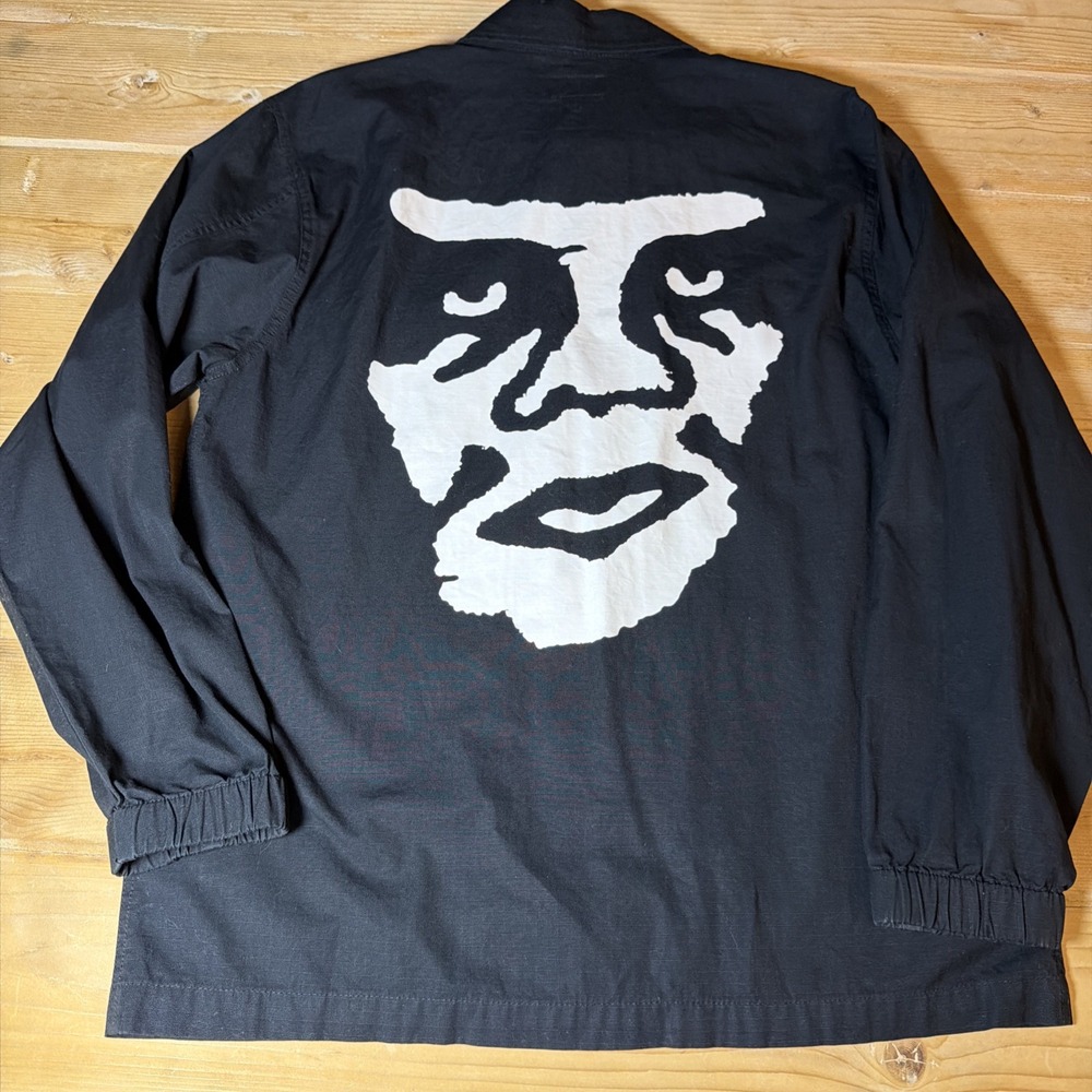 Obey Worldwide‎ Men Black Ripstop Giant Face Field Jacket S Streetwear Utility